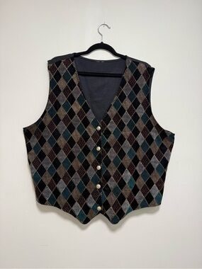 Vintage 90s Velour Button-Front Vest